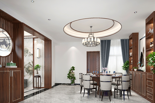 韶關市凌江府新中式風格別墅裝修案例