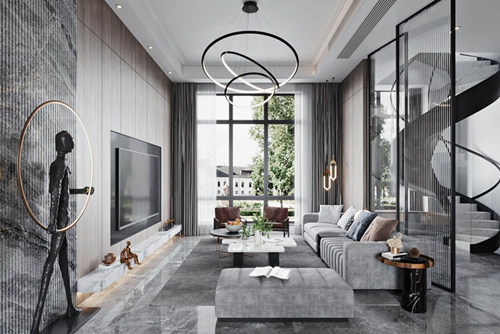 涼山彝族自治州北安置小區(qū)現(xiàn)代風(fēng)格別墅裝修案例