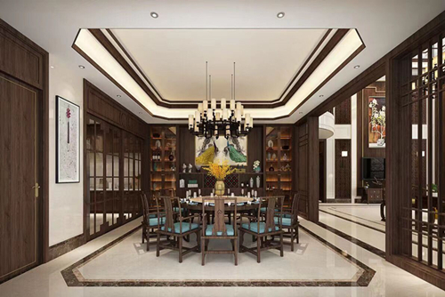 清遠市景源·公園壹號新中式風格平層裝修案例