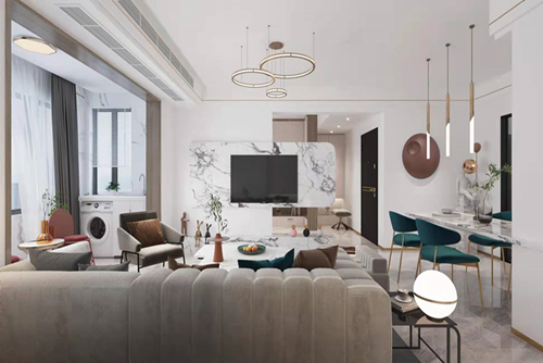 三明市白沙社區現代風格三居室裝修案例
