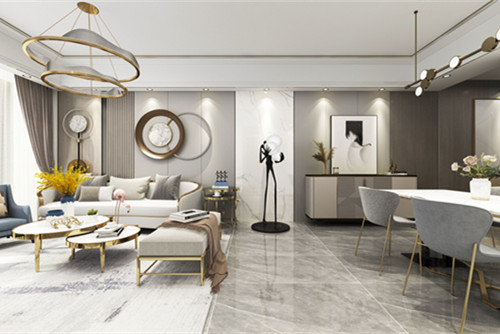 中山市竹源朝陽苑輕奢風格三居室裝修案例