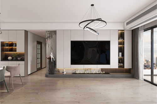 中山市萬科柏悅灣輕奢風格四居室裝修案例