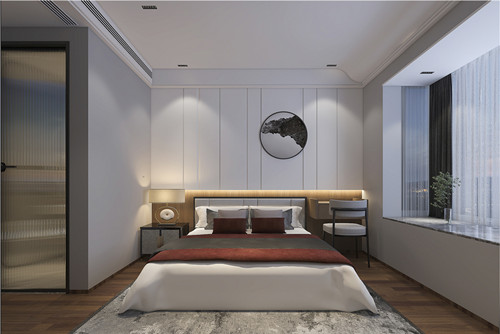 莆田市長壽小區新中式風格三居室裝修案例