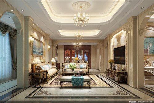 海口市融創無忌海歐式風格別墅裝修案例
